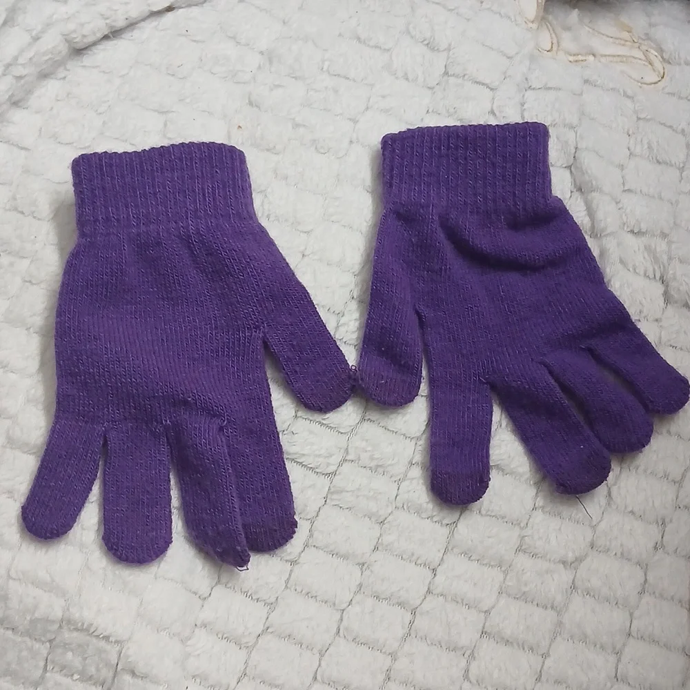 Purple Knit Gloves girls
